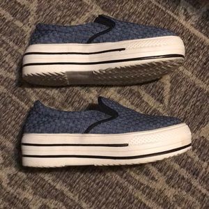 Platform Slip on Sneakers with Weave Detailing 7.5